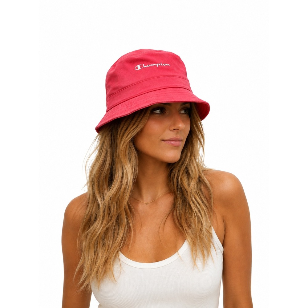 Champion Pink Cotton Bucket Hat Embroidered Logo OSFA NWOT